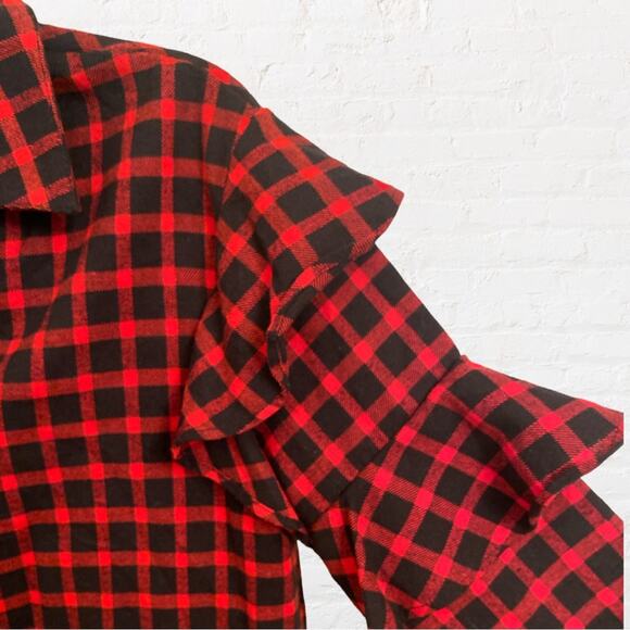 Sage The Label Womens Ruffle Sleeve Button Down Blouse - Picture 3 of 7